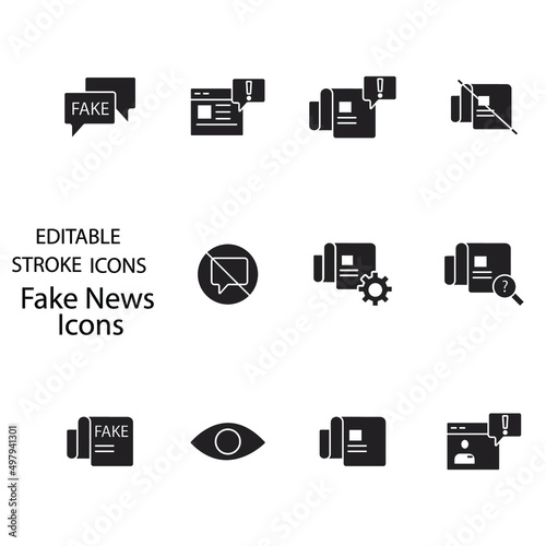 Fake News icons set . Fake News symbol vector elements for infographic web