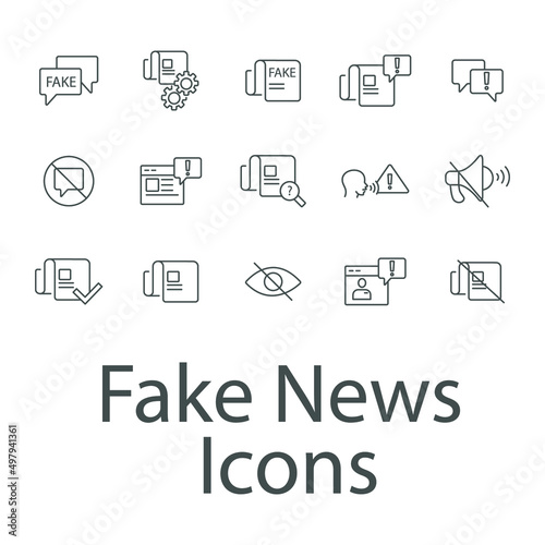 Fake News icons set . Fake News symbol vector elements for infographic web