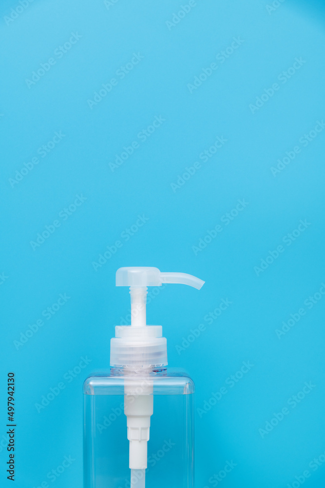Hand sanitizer on blue background Hand sanitizer on blue background