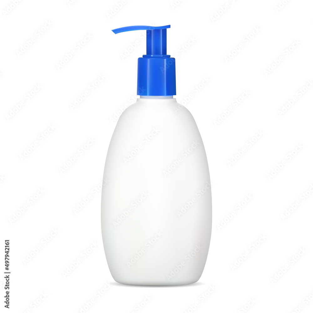 Pump shampoo bottle mockup, white container. Liquid soap dispenser package. Realistic template of plastic bottle for for hair moisturizer. Shower gel dispenser valve jar, face wash product Pump shampoo bottle mockup, white container. Liquid soap dispenser package. Realistic template of plastic bottle for for hair moisturizer. Shower gel dispenser valve jar, face wash product