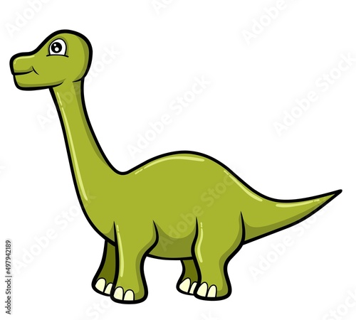 Illustration of Cute green dinosaur cartoon