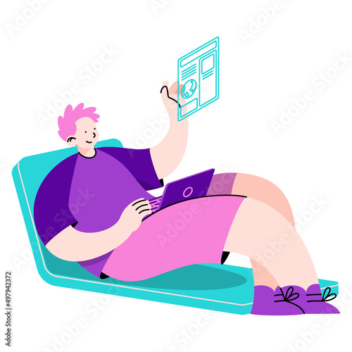 man resting with his laptop