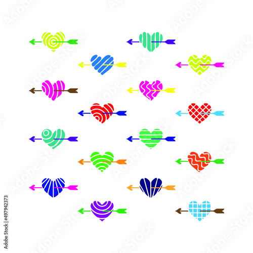 1 set contains few of heart illustration. This designs created manually and given different colors. Suitable for various purposes such as invitation cards, room decorations, and others