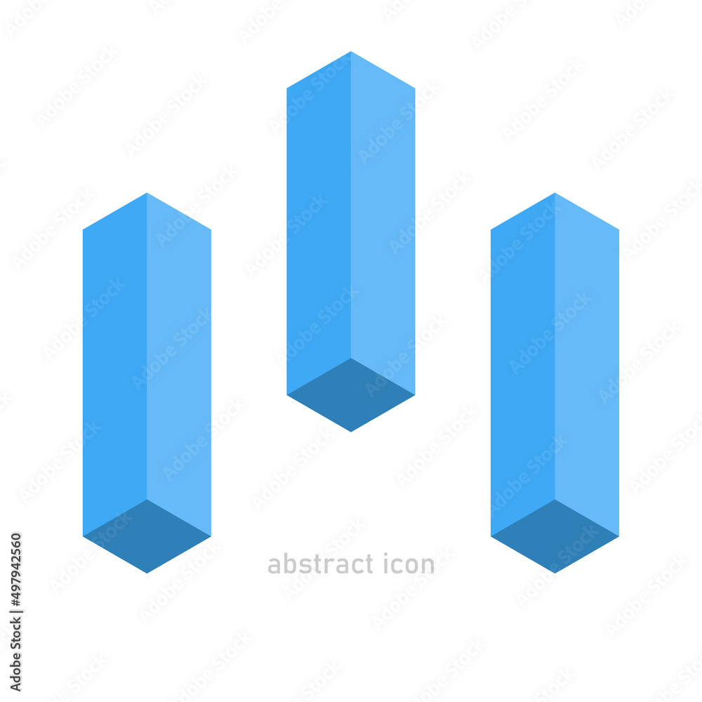 Abstract three cubes shape isometric sign. Vector retro blue geometric icon Abstract three cubes shape isometric sign. Vector retro blue geometric icon