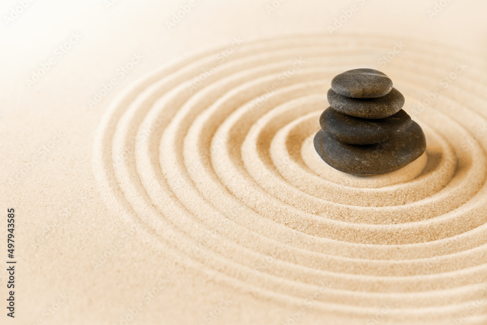Zen japanese garden and black stones background Zen japanese garden and black stones background