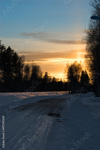 Beautiful glowing sunset in the countryside