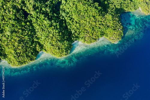 A beautiful green island. High angle shot of beautiful green islands in the ocean.