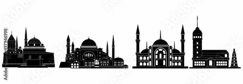 Turkey building icon set, Turkey building vector set sign symbol