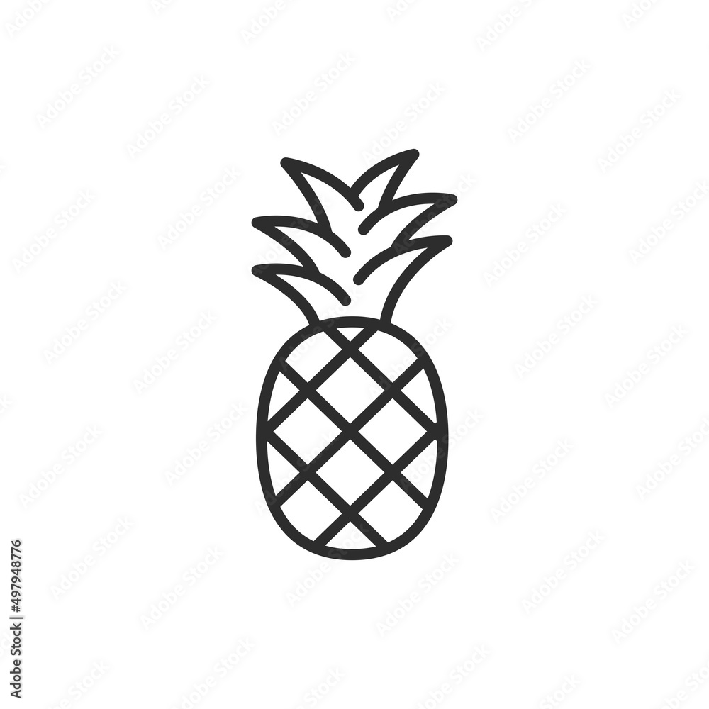 Pineapple thin line icon. Linear symbol. Vector illustration.. Pineapple thin line icon. Linear symbol. Vector illustration..