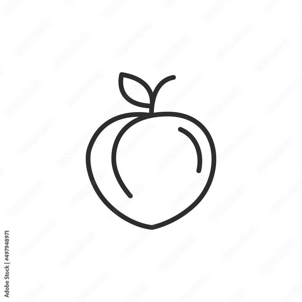 Peach thin line icon. Linear symbol. Vector illustration..