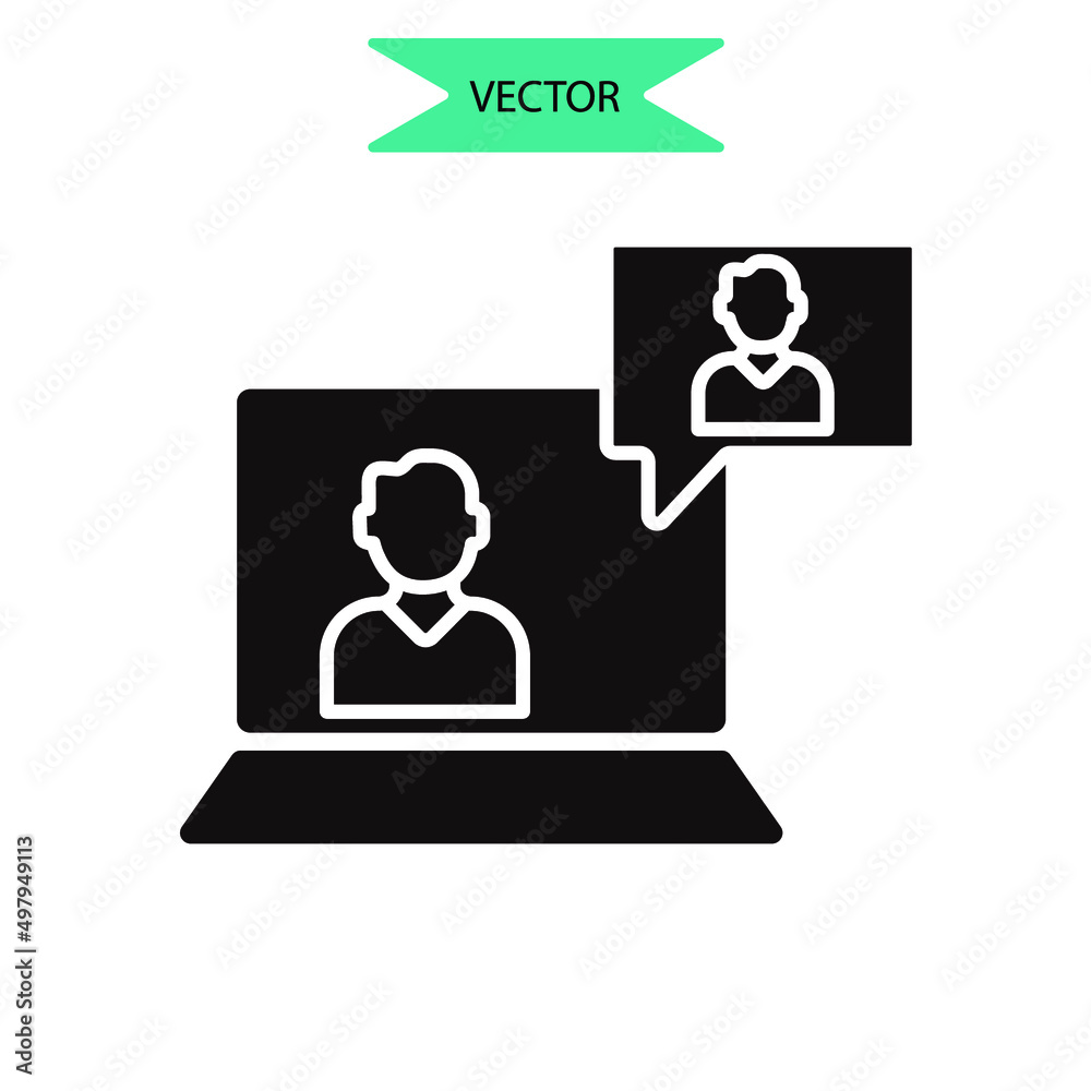Video conference icons  symbol vector elements for infographic web