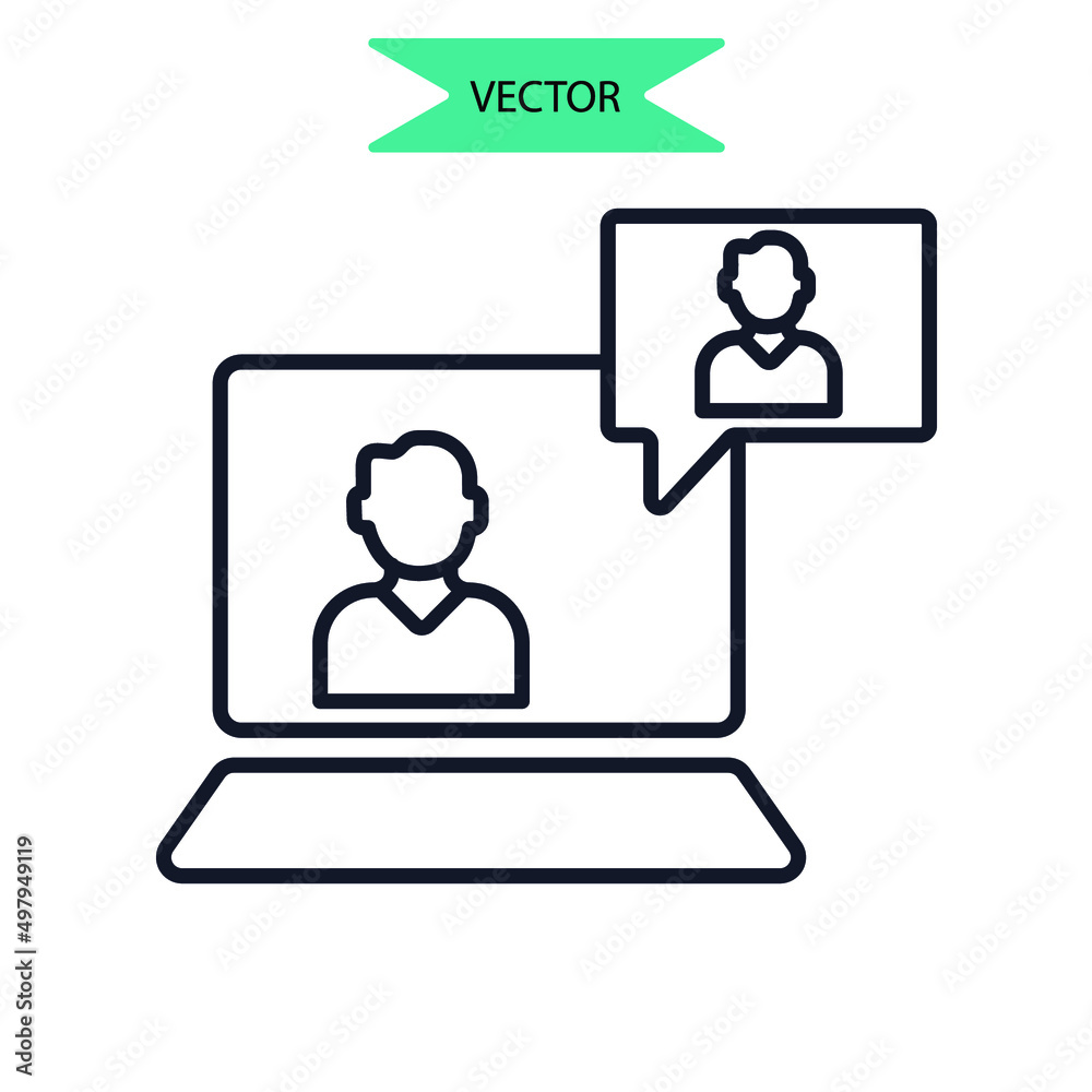 Video conference icons symbol vector elements for infographic web Video conference icons symbol vector elements for infographic web