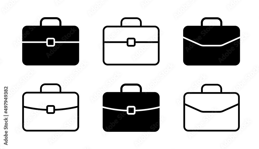 Briefcase icon set in different styles. Briefcase symbols collection