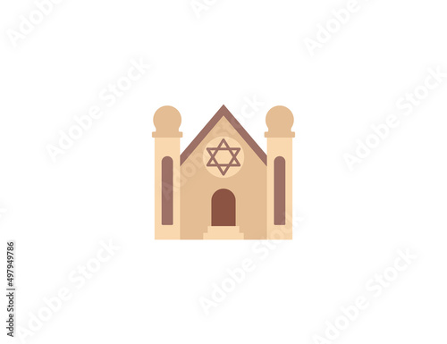Synagogue vector flat emoticon. Isolated Jewish illustration. Synagog icon