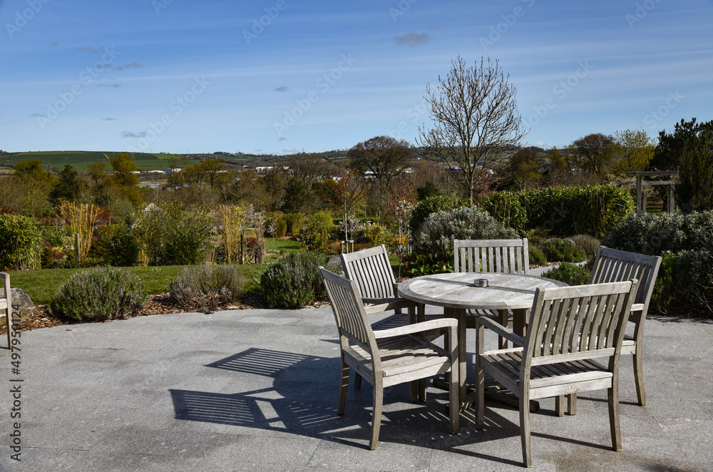 table and chairs in the garden