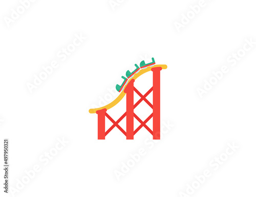 Roller Coaster vector flat emoticon. Isolated Theme Park illustration. Rollercoaster icon