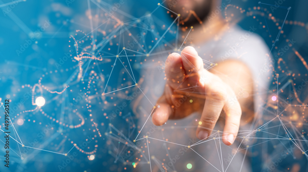 Fototapeta premium Global network. Blockchain. 3D illustration. Neural networks and artificial intelligence. Abstract