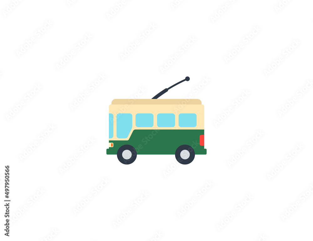 Trolleybus vector flat emoticon. Isolated Electric Bus illustration. Trolley Bus icon
