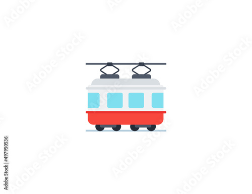 Tram Car vector flat emoticon. Isolated Tram Car illustration. Tram Car icon