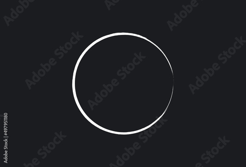 Vector graphic of white ink grunge round with brush on black background. grunge textured hand drawn element. Circle Grunge Distressed Paint Background. vector eps10.