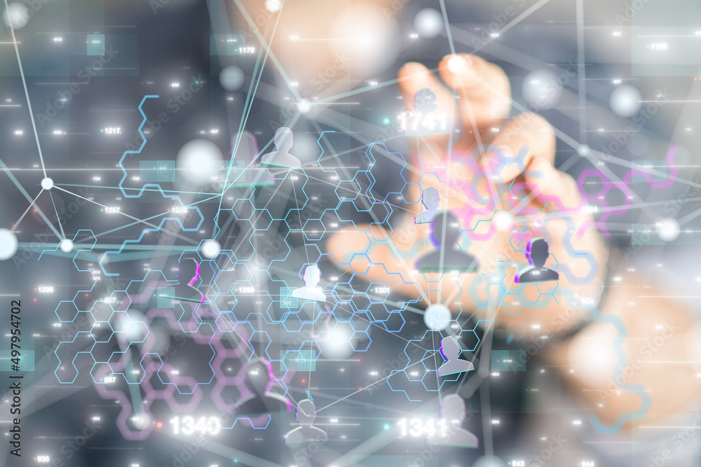 Neural network concept. Connected cells with links. Neural network concept. Connected cells with links.