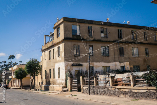 Asmara, Eritrea - November 01, 2019: Capital Streets and Buildings View in the Sunny Day © Dave