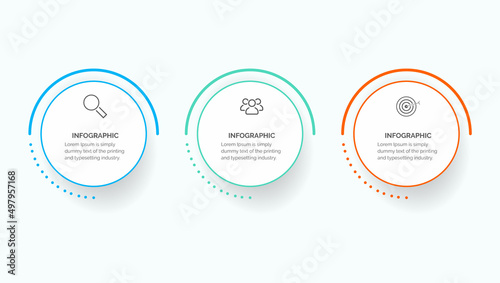 Business data visualization. Process chart. Abstract elements of graph, diagram with 3 steps, options, parts or processes. Vector business template for presentation.