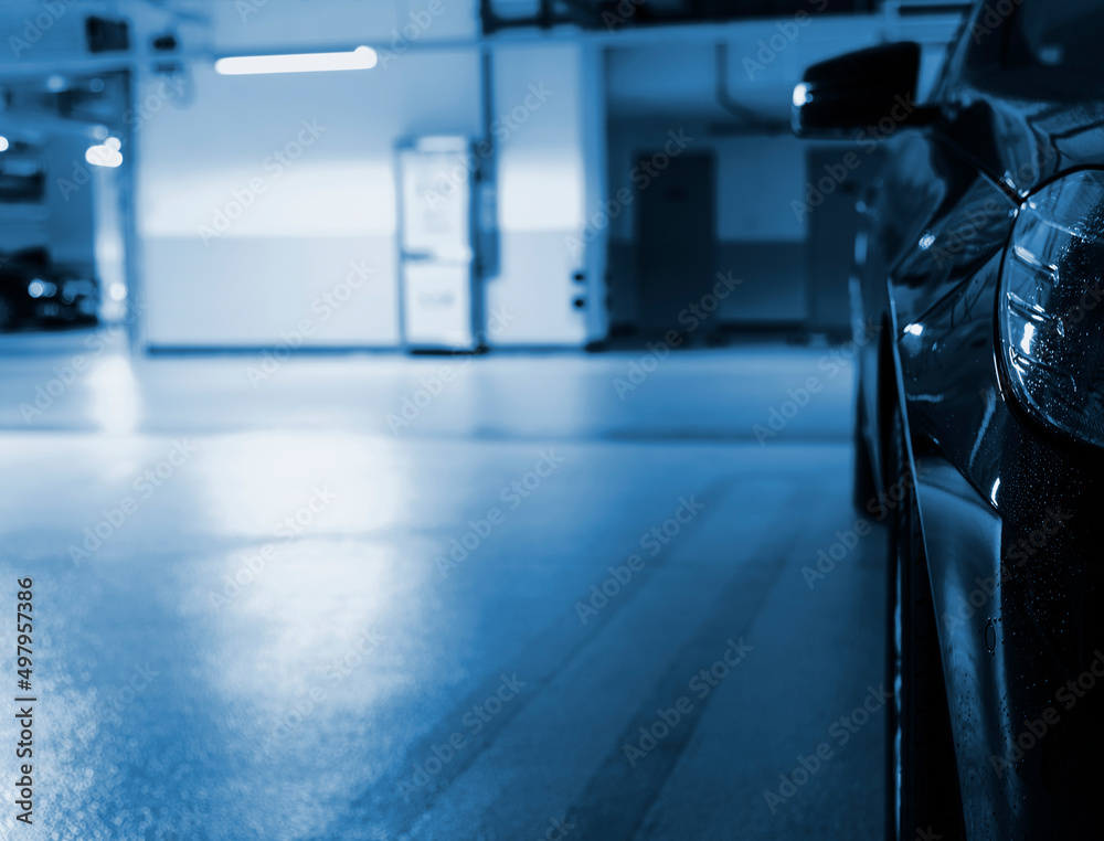 Car in underground parking lot Car in underground parking lot