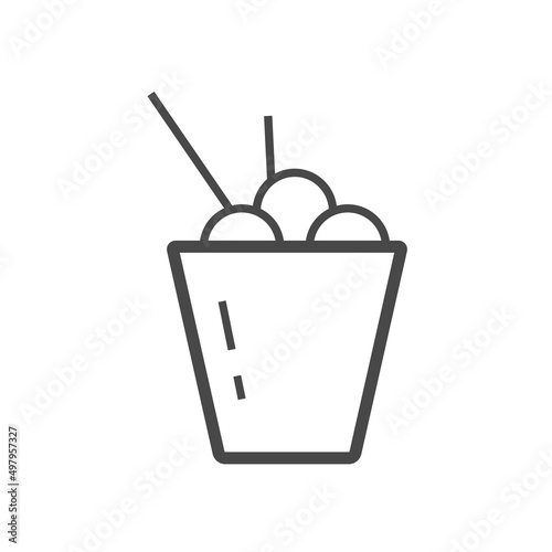 Line icon bucket rice balls