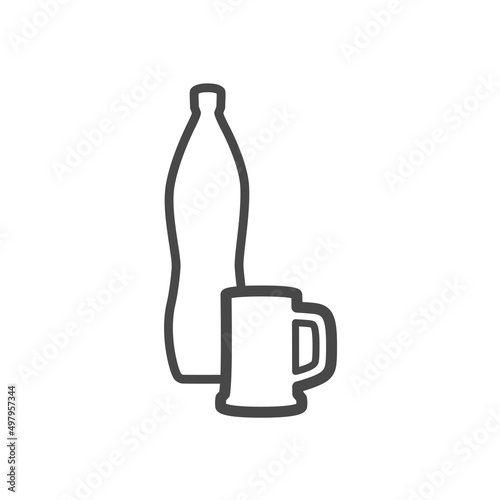Vector linear icon with beer