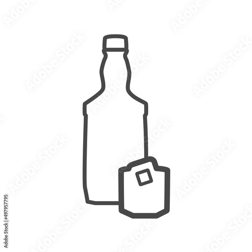 Vector linear icon with whiskey bottle