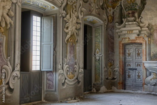 long corridor with arches in an old house in europe