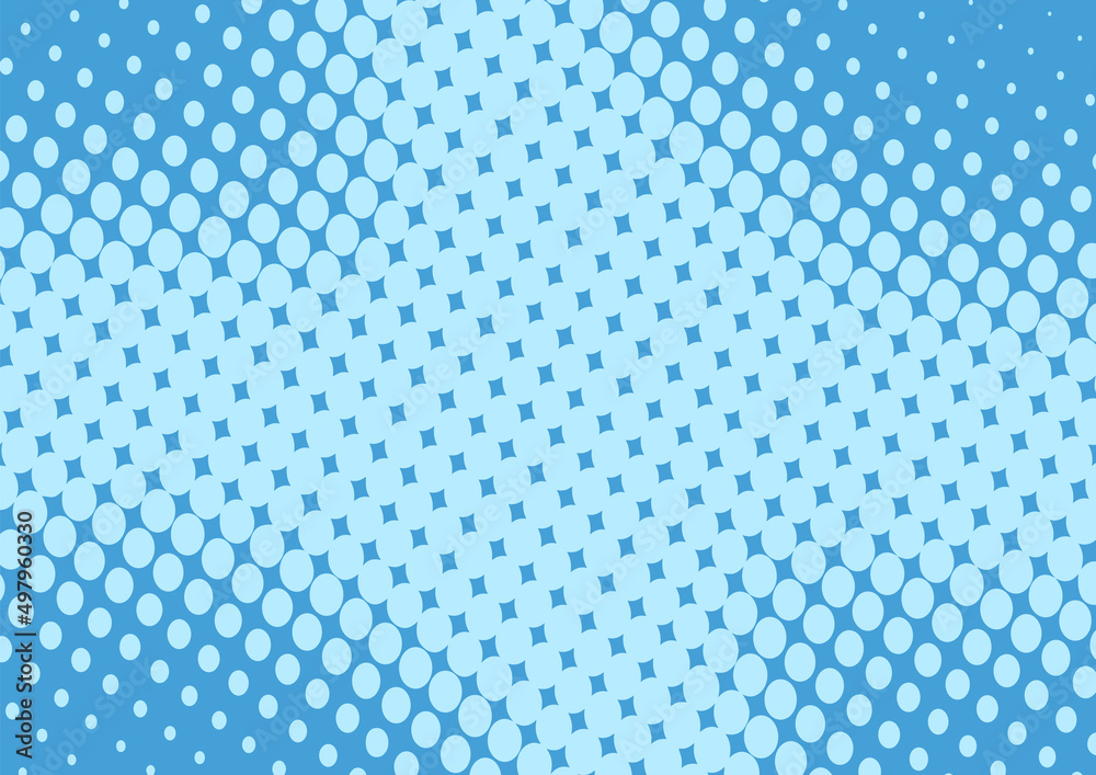 Fototapeta premium Baby blue sueprhero pop art background in retro comic style with halftone dots design, vector illustration eps10