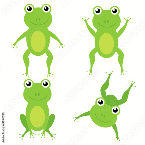 Cartoon frogs. Green cute frogs