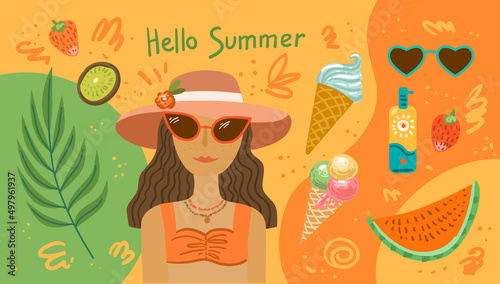 Woman in hat and sunglasses