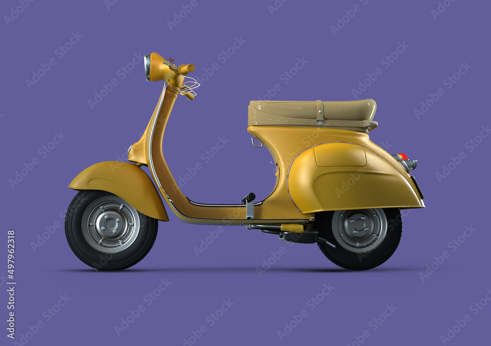 Retro scooter a pale bluish green profile view. Retro scooter a pale bluish green profile view.