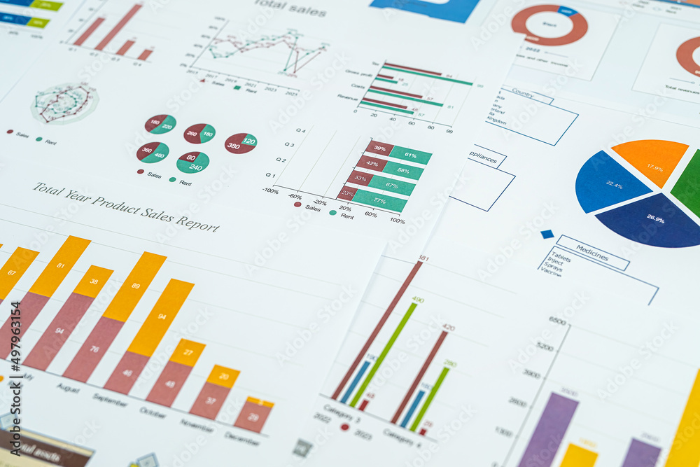 financial report chart data in office desk. financial report chart data in office desk.