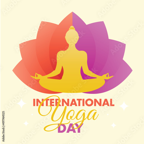 International Yoga Day 21 June poster logo Padmasana Kapalbhati Pranayama Lotus Pose asana vector design