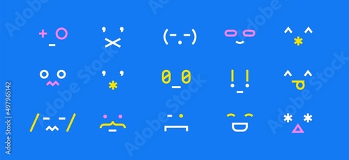 Punctuation smiley face emoticons. Set of funny emotions, emoji of punctuation, isolated characters. Vector illustration