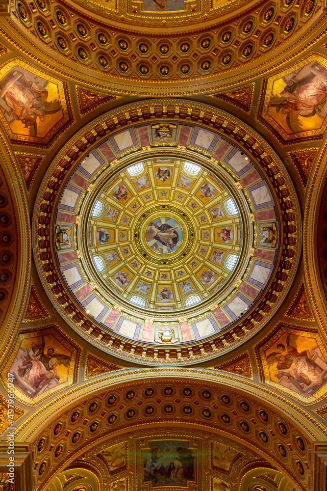St. Stephen's basilica interiors in Budapest, Hungary