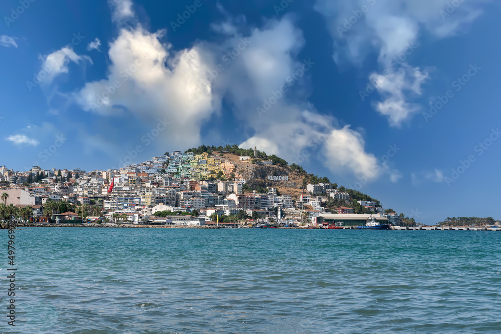 Kusadasi City with Aegean sea  in the summer