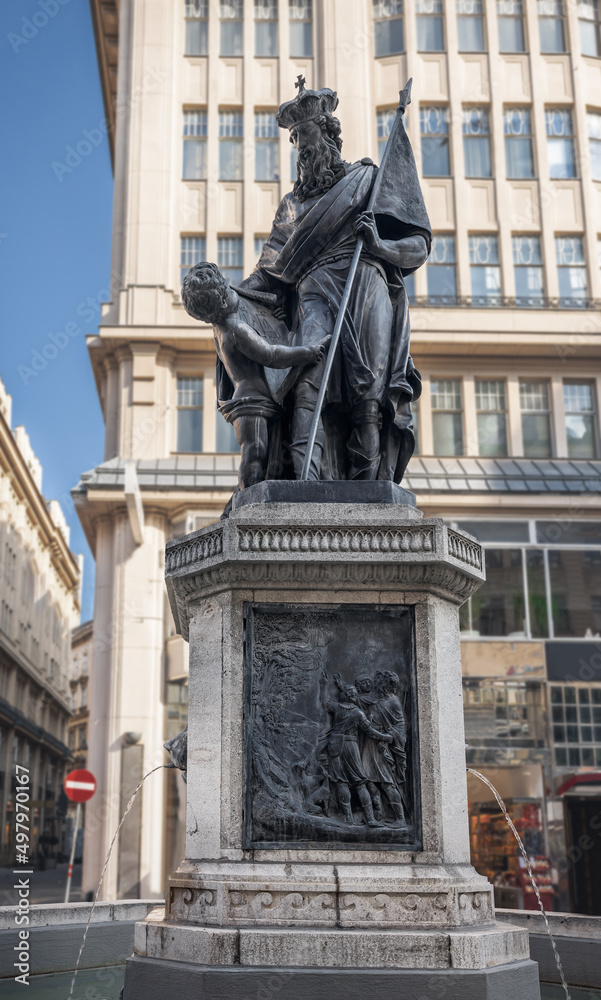 Leopold Fountain (Leopoldsbrunnen) at Graben Street  - created in 1680 and replaced in 1804 by figures made by Johann Martin Fischer - Vienna, Austria