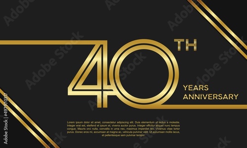 40th anniversary logotype. Anniversary celebration template design for booklet, leaflet, magazine, brochure poster, banner, web, invitation or greeting card. Vector illustrations.