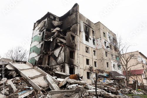 War in Ukraine. Ruined houses of Borodianka, Ukraine © misu