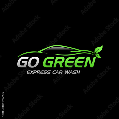 car wash green leaf logo design