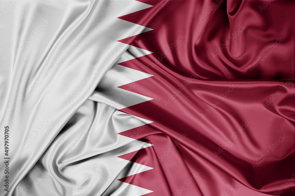 National flag of Qatar hoisted outdoors. Qatar Day Celebration