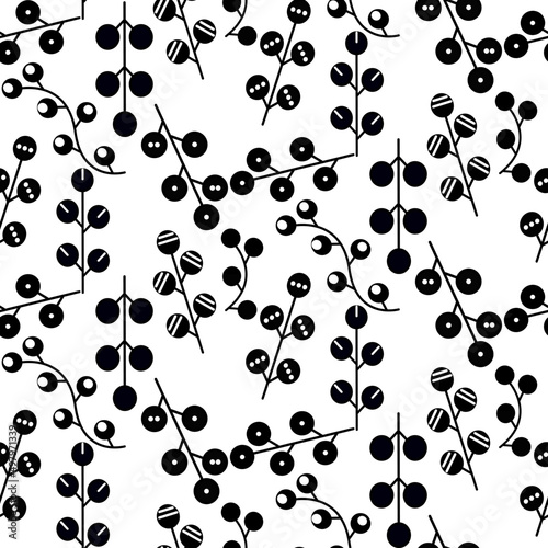 Vector seamless half-drop pattern, with hackberry