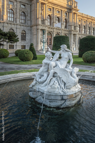 Triton and Naiad fountain at Maria Theresa Square (Maria Theresien Platz) by Anton Schmidgruber, 1894- Vienna, Austria photo