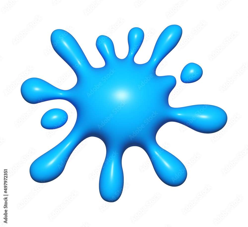 water splash 3D, aqua droplet, water for emoji icon