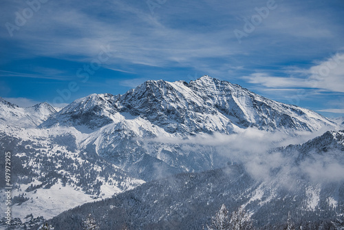 Beautiful panorama shot in Montgenevre  French Alpine Resort  France during Winter